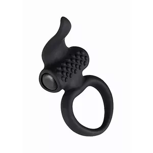 Lingus Cock Ring with Vibrating Tongue - Black