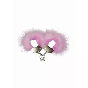 Metal and Feather Handcuffs - Pink