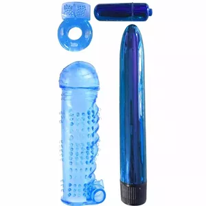 CLASSIX - KIT FOR COUPLES WITH RING, SHEATH AND BULLETS BLUE